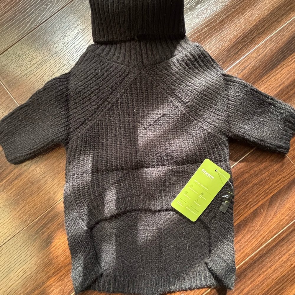 Black Dog Cat Knit Turtleneck Sweater Size L by Fitwarm New